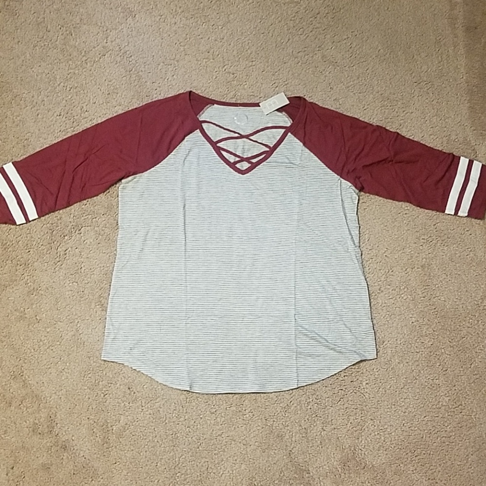 Striped baseball tee